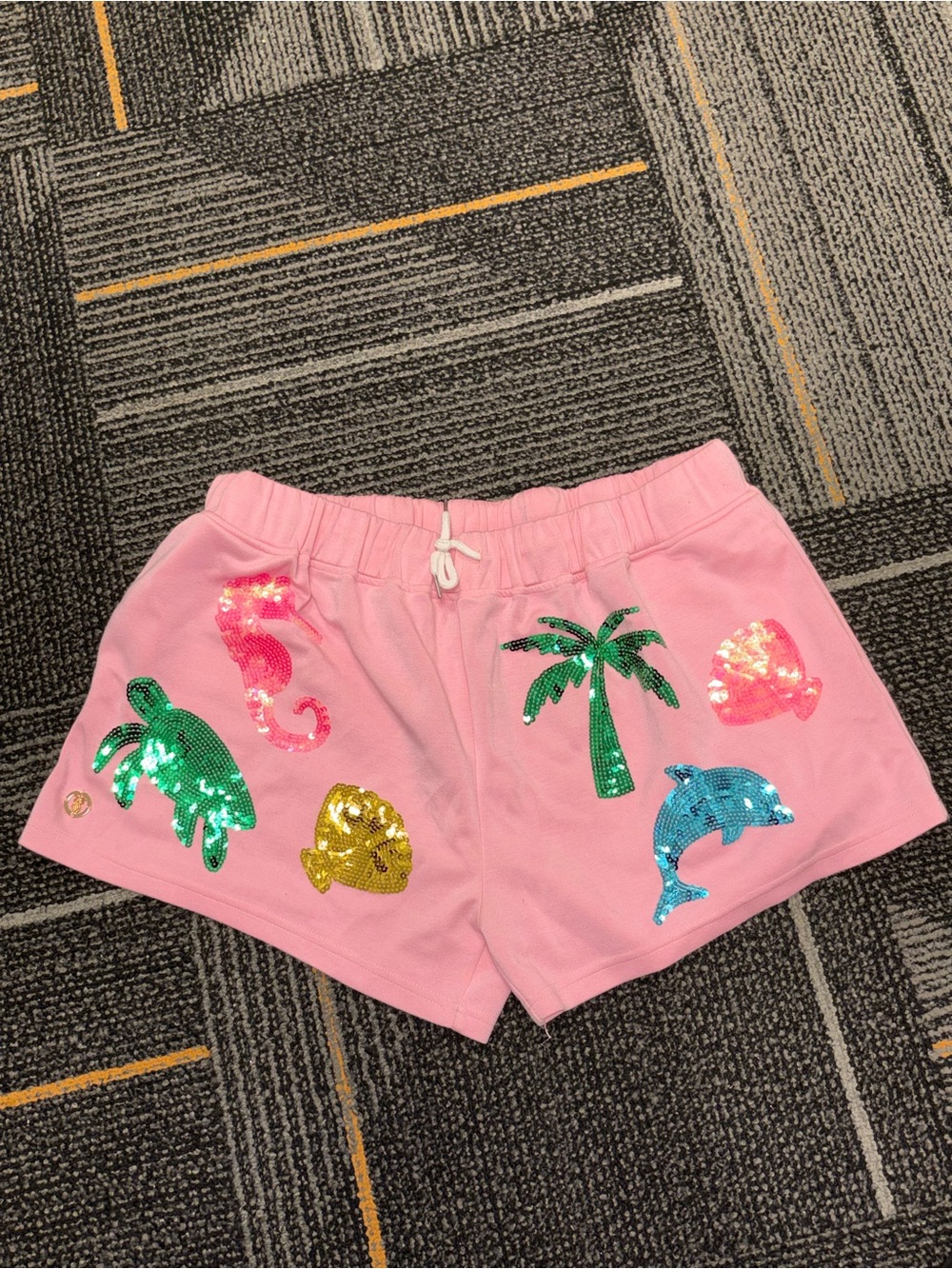 Simply Southern Pink Elastic Waist Shorts Beach Loungewear Sequined Buttery Soft